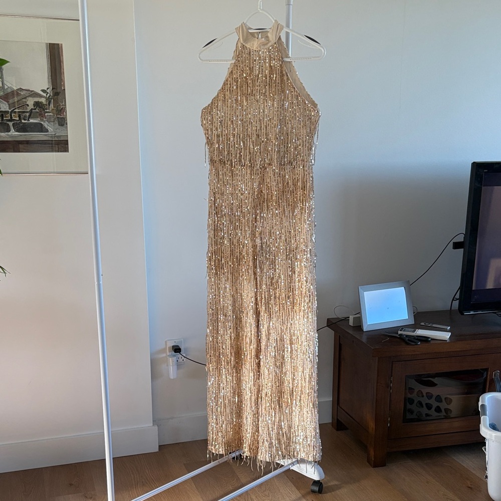 Sadie & Sage Gold Sequin Jumpsuit